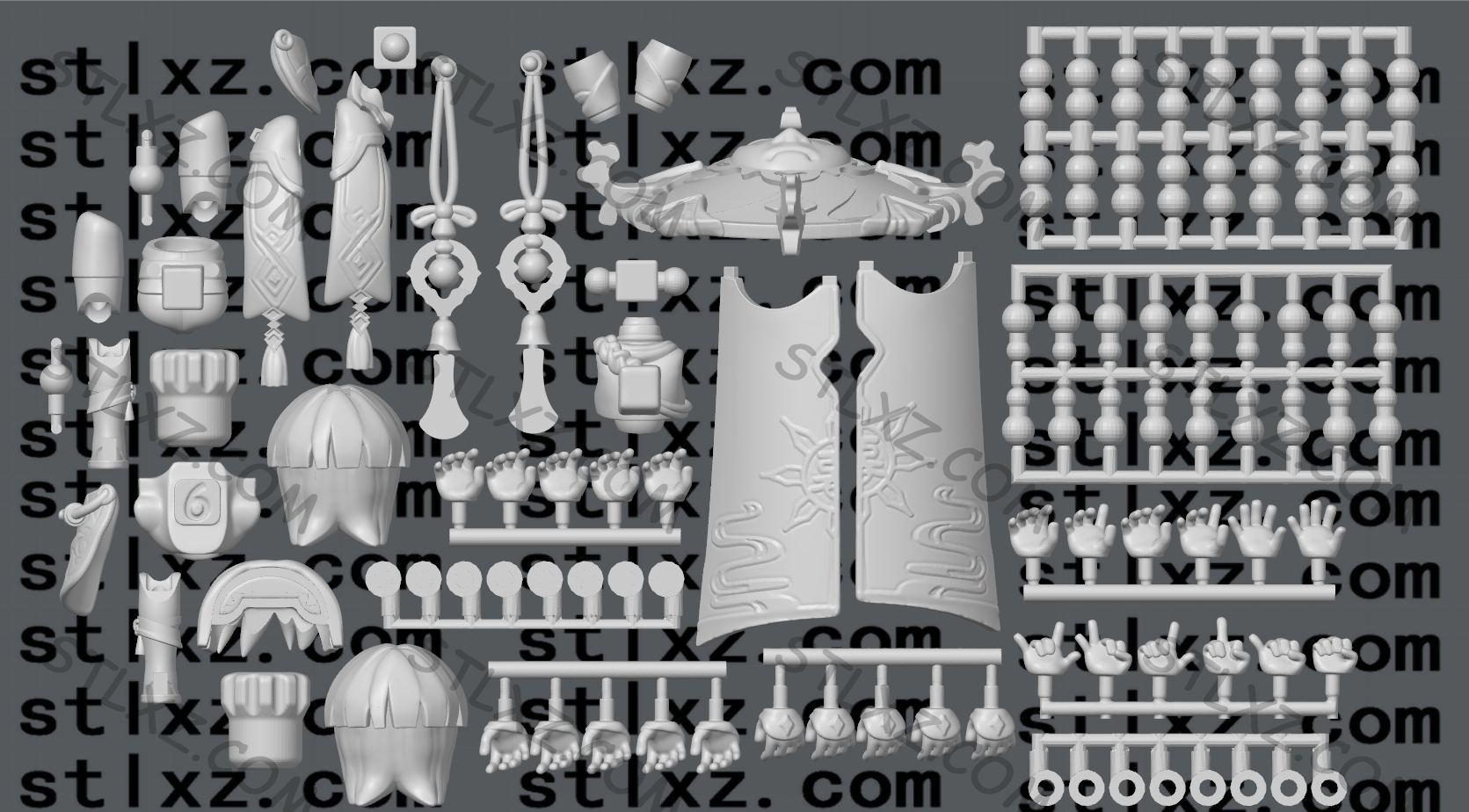 图片[3]-散兵 原神  可动人偶-STL下载网_3D打印模型网_3D模型库_3D打印模型素材