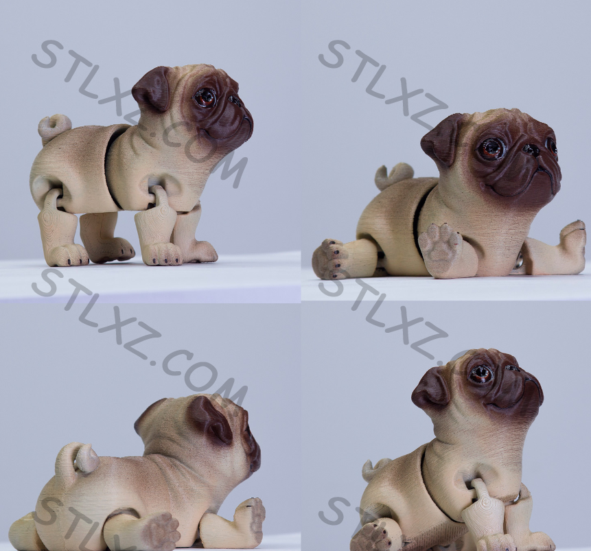 巴哥犬  一体打印可活动-STL下载网_3D打印模型网_3D模型库_3D打印模型素材