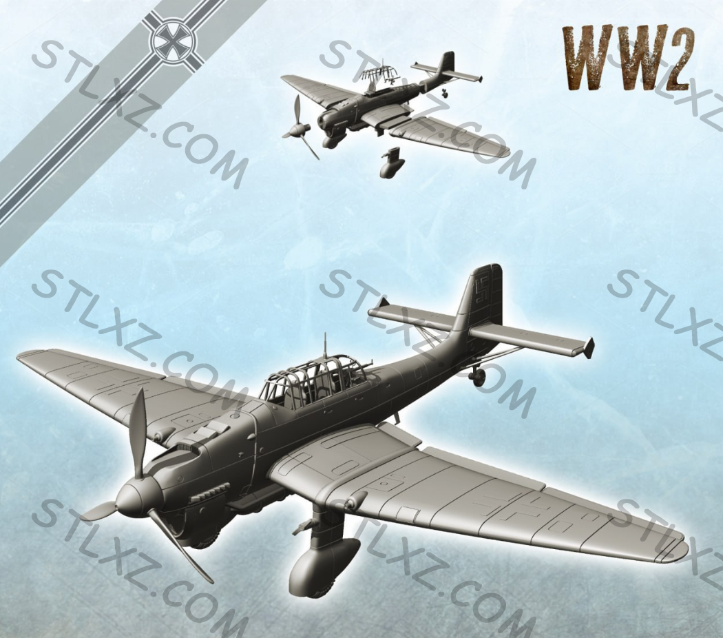 JU87·斯图卡 ,尖啸死神-STL下载网_3D打印模型网_3D模型库_3D打印模型素材