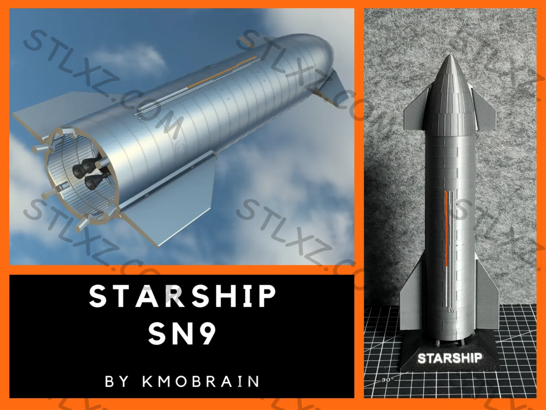 星际飞船 TARSHIP SN9（多部分） 1：200-STL下载网_3D打印模型网_3D模型库_3D打印模型素材