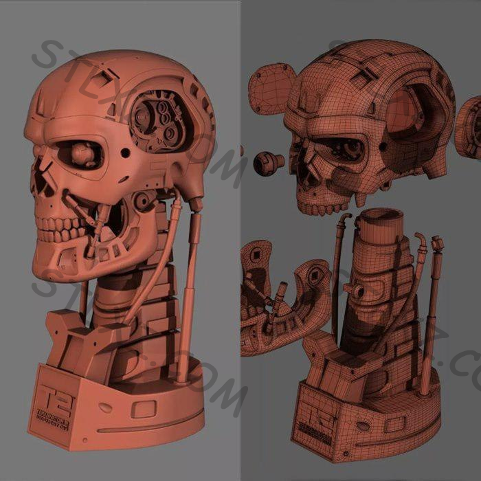 终结者 T800 胸像  可以自己加灯-STL下载网_3D打印模型网_3D模型库_3D打印模型素材