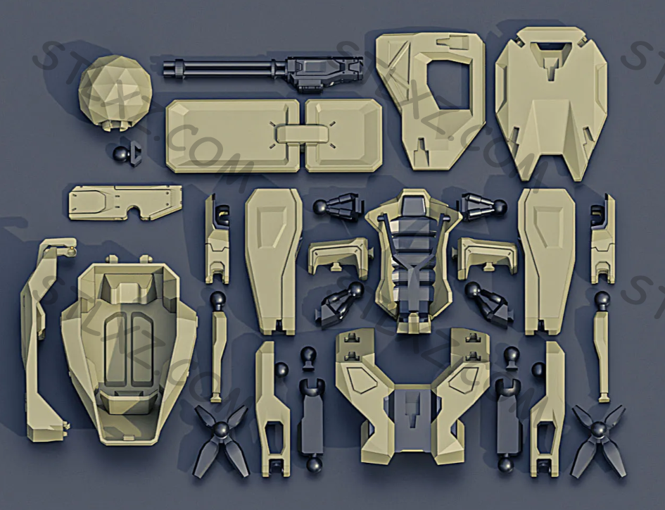 机甲铰接式具有不同组合的机甲 -模块 化 -铰接式 -可动人偶-STL下载网_3D打印模型网_3D模型库_3D打印模型素材