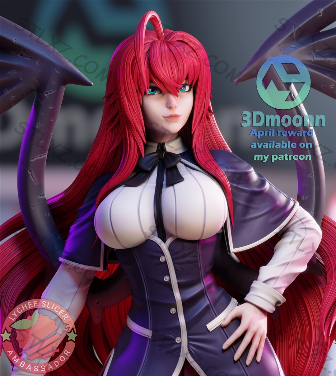 《恶魔高校D×D》莉雅丝·吉蒙里-STL下载网_3D打印模型网_3D模型库_3D打印模型素材