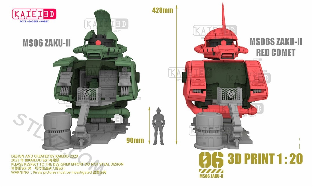 MS-06 ZAKU II  扎古高达胸像-STL下载网_3D打印模型网_3D模型库_3D打印模型素材