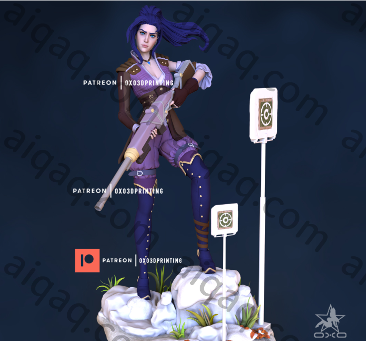 英雄联盟 凯特琳 女警（两个版本）-STL下载网_3D打印模型网_3D模型库_3D打印模型素材_3D打印机